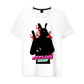 Мужская футболка хлопок с принтом Hotline Miami rabbit в Курске, 100% хлопок | прямой крой, круглый вырез горловины, длина до линии бедер, слегка спущенное плечо. | hotline miami