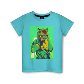 Детская футболка хлопок с принтом Tiger в Курске, 100% хлопок | круглый вырез горловины, полуприлегающий силуэт, длина до линии бедер | hotline miami