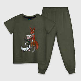 Детская пижама хлопок с принтом Foxy and sister в Курске, 100% хлопок |  брюки и футболка прямого кроя, без карманов, на брюках мягкая резинка на поясе и по низу штанин
 | Тематика изображения на принте: fnaf | фнаф
