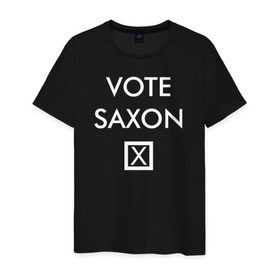 Мужская футболка хлопок с принтом Vote Saxon в Курске, 100% хлопок | прямой крой, круглый вырез горловины, длина до линии бедер, слегка спущенное плечо. | vote saxon doctor who доктор кто саксон голос