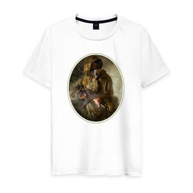 Мужская футболка хлопок с принтом Портрет Сталкера в Курске, 100% хлопок | прямой крой, круглый вырез горловины, длина до линии бедер, слегка спущенное плечо. | shooter | stalker | радиация | шутер
