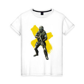 Женская футболка хлопок с принтом STALKER в Курске, 100% хлопок | прямой крой, круглый вырез горловины, длина до линии бедер, слегка спущенное плечо | shooter | stalker | радиация | шутер