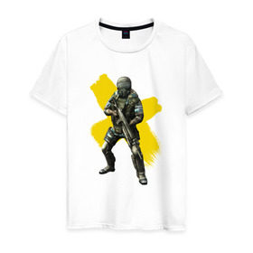 Мужская футболка хлопок с принтом STALKER в Курске, 100% хлопок | прямой крой, круглый вырез горловины, длина до линии бедер, слегка спущенное плечо. | shooter | stalker | радиация | шутер