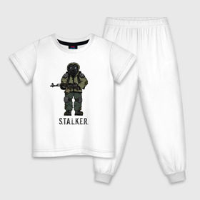 Детская пижама хлопок с принтом Сталкер в Курске, 100% хлопок |  брюки и футболка прямого кроя, без карманов, на брюках мягкая резинка на поясе и по низу штанин
 | shooter | stalker | радиация | шутер