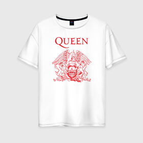 Женская футболка хлопок Oversize с принтом Queen в Курске, 100% хлопок | свободный крой, круглый ворот, спущенный рукав, длина до линии бедер
 | heavy | queen | квин | меркури | метал | фредди