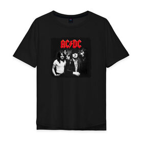 Мужская футболка хлопок Oversize с принтом AC DC в Курске, 100% хлопок | свободный крой, круглый ворот, “спинка” длиннее передней части | acdc | metall | метал | рок группы | траш