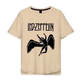 Мужская футболка хлопок Oversize с принтом Led Zeppelin swan в Курске, 100% хлопок | свободный крой, круглый ворот, “спинка” длиннее передней части | led zeppelin