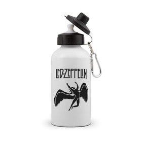 Бутылка спортивная с принтом Led Zeppelin swan в Курске, металл | емкость — 500 мл, в комплекте две пластиковые крышки и карабин для крепления | Тематика изображения на принте: led zeppelin