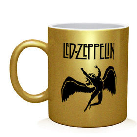 Кружка с принтом Led Zeppelin swan в Курске, керамика | объем — 330 мл, диаметр — 80 мм. Принт наносится на бока кружки, можно сделать два разных изображения | led zeppelin