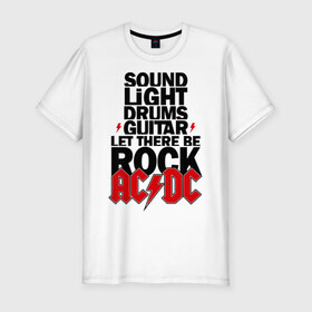 Мужская футболка премиум с принтом AC/DC в Курске, 92% хлопок, 8% лайкра | приталенный силуэт, круглый вырез ворота, длина до линии бедра, короткий рукав | Тематика изображения на принте: acdc | metal | trash | метал | металл | рок группы | эйсидиси