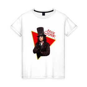 Женская футболка хлопок с принтом Alice Cooper в Курске, 100% хлопок | прямой крой, круглый вырез горловины, длина до линии бедер, слегка спущенное плечо | alice cooper | metal | rock | метал | рок | рок музыка | элис купер