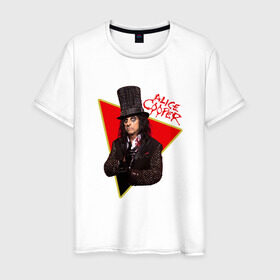 Мужская футболка хлопок с принтом Alice Cooper в Курске, 100% хлопок | прямой крой, круглый вырез горловины, длина до линии бедер, слегка спущенное плечо. | alice cooper | metal | rock | метал | рок | рок музыка | элис купер