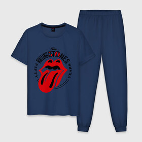 Мужская пижама хлопок с принтом Rolling Stones в Курске, 100% хлопок | брюки и футболка прямого кроя, без карманов, на брюках мягкая резинка на поясе и по низу штанин
 | Тематика изображения на принте: rolling stones