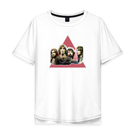 Мужская футболка хлопок Oversize с принтом Pink Floyd portrait в Курске, 100% хлопок | свободный крой, круглый ворот, “спинка” длиннее передней части | Тематика изображения на принте: pank | rok | пинк флойд)