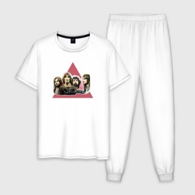 Мужская пижама хлопок с принтом Pink Floyd portrait в Курске, 100% хлопок | брюки и футболка прямого кроя, без карманов, на брюках мягкая резинка на поясе и по низу штанин
 | pank | rok | пинк флойд)