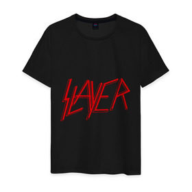 Мужская футболка хлопок с принтом Slayer logo в Курске, 100% хлопок | прямой крой, круглый вырез горловины, длина до линии бедер, слегка спущенное плечо. | alternative rock | pank | punk | rock | slayer | альтернативный рок | метал | панк | рок | слаер | тяжелая музыка | хард рок | хеви метал
