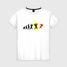 Женская футболка хлопок с принтом Эволюция Флеш в Курске, 100% хлопок | прямой крой, круглый вырез горловины, длина до линии бедер, слегка спущенное плечо | flash