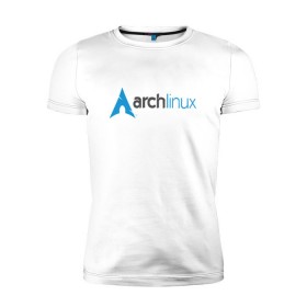 Мужская футболка премиум с принтом Arch Linux в Курске, 92% хлопок, 8% лайкра | приталенный силуэт, круглый вырез ворота, длина до линии бедра, короткий рукав | Тематика изображения на принте: linux | баш | линукс | ос