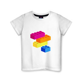 Детская футболка хлопок с принтом Lego в Курске, 100% хлопок | круглый вырез горловины, полуприлегающий силуэт, длина до линии бедер | кубики | лего