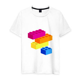 Мужская футболка хлопок с принтом Lego в Курске, 100% хлопок | прямой крой, круглый вырез горловины, длина до линии бедер, слегка спущенное плечо. | кубики | лего