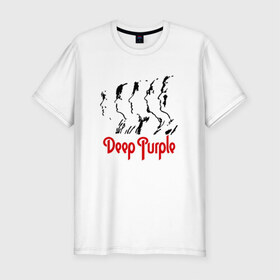 Мужская футболка премиум с принтом Deep Purple в Курске, 92% хлопок, 8% лайкра | приталенный силуэт, круглый вырез ворота, длина до линии бедра, короткий рукав | deep | deep purple | dметал | metal | purple | rock | trash metal | дип перпл | металл | рок