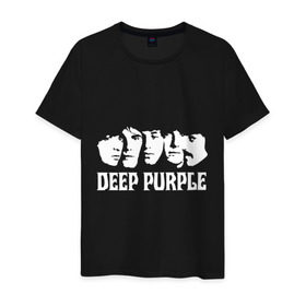 Мужская футболка хлопок с принтом Deep Purple в Курске, 100% хлопок | прямой крой, круглый вырез горловины, длина до линии бедер, слегка спущенное плечо. | Тематика изображения на принте: deep | deep purple | metal | purple | rock | trash metal | дип перпл | метал | металл | рок