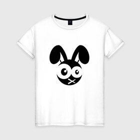 Женская футболка хлопок с принтом Зомби заяц в Курске, 100% хлопок | прямой крой, круглый вырез горловины, длина до линии бедер, слегка спущенное плечо | заяц | кролик
