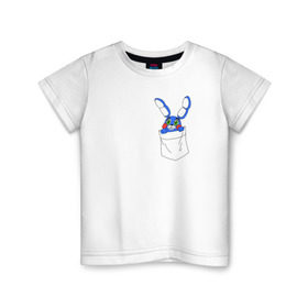 Детская футболка хлопок с принтом Toy Bonnie в кармане FNAF в Курске, 100% хлопок | круглый вырез горловины, полуприлегающий силуэт, длина до линии бедер | fnaf | toy bonnie | карман | фнаф