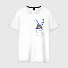 Мужская футболка хлопок с принтом Toy Bonnie в кармане FNAF в Курске, 100% хлопок | прямой крой, круглый вырез горловины, длина до линии бедер, слегка спущенное плечо. | fnaf | toy bonnie | карман | фнаф