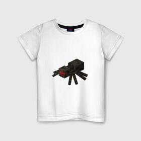 Детская футболка хлопок с принтом Паук в Курске, 100% хлопок | круглый вырез горловины, полуприлегающий силуэт, длина до линии бедер | майнкрафт | майнкрафт 2