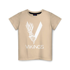 Детская футболка хлопок с принтом Vikings в Курске, 100% хлопок | круглый вырез горловины, полуприлегающий силуэт, длина до линии бедер | vikings | викинги | сериал