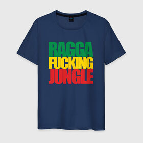 Мужская футболка хлопок с принтом Ragga Fucking Jungle в Курске, 100% хлопок | прямой крой, круглый вырез горловины, длина до линии бедер, слегка спущенное плечо. | jungle | днб | рагга | рагга джангл (ragga jungle)  джангл с более выраженным влиянием ямайской музыкальной культуры.ragga jungle