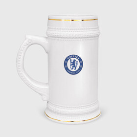 Кружка пивная с принтом Chelsea FC в Курске,  керамика (Материал выдерживает высокую температуру, стоит избегать резкого перепада температур) |  объем 630 мл | 