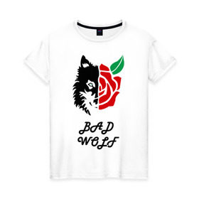 Женская футболка хлопок с принтом Bad Wolf в Курске, 100% хлопок | прямой крой, круглый вырез горловины, длина до линии бедер, слегка спущенное плечо | 