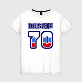 Женская футболка хлопок с принтом Russia - 70 (Томская область) в Курске, 100% хлопок | прямой крой, круглый вырез горловины, длина до линии бедер, слегка спущенное плечо | 70 | russia | russia   70 | россия | томская область