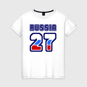 Женская футболка хлопок с принтом Russia - 27 (Хабаровский край) в Курске, 100% хлопок | прямой крой, круглый вырез горловины, длина до линии бедер, слегка спущенное плечо | 