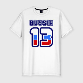 Мужская футболка премиум с принтом Russia - 13 (Респ, Мордовия) в Курске, 92% хлопок, 8% лайкра | приталенный силуэт, круглый вырез ворота, длина до линии бедра, короткий рукав | 113 | 13 | russia | russia   13 | республика мордовия