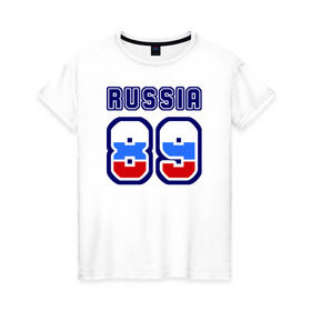 Женская футболка хлопок с принтом Russia - 89 (Ямало-Ненецк. АО) в Курске, 100% хлопок | прямой крой, круглый вырез горловины, длина до линии бедер, слегка спущенное плечо | 