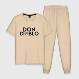 Мужская пижама хлопок с принтом Don Diablo в Курске, 100% хлопок | брюки и футболка прямого кроя, без карманов, на брюках мягкая резинка на поясе и по низу штанин
 | dj | don diablo | house | хаус