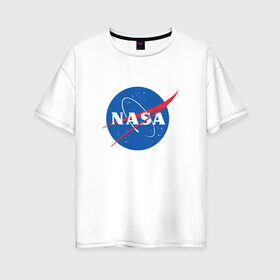 Женская футболка хлопок Oversize с принтом NASA в Курске, 100% хлопок | свободный крой, круглый ворот, спущенный рукав, длина до линии бедер
 | nasa