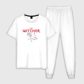 Мужская пижама хлопок с принтом The Witcher 3 в Курске, 100% хлопок | брюки и футболка прямого кроя, без карманов, на брюках мягкая резинка на поясе и по низу штанин
 | the witcher | the witcher 3 | компьютерные игры
