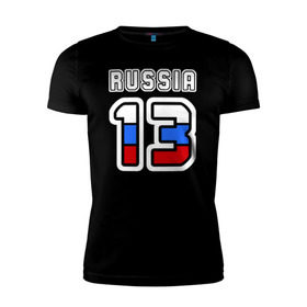 Мужская футболка премиум с принтом Russia - 13 (Респ. Мордовия) в Курске, 92% хлопок, 8% лайкра | приталенный силуэт, круглый вырез ворота, длина до линии бедра, короткий рукав | Тематика изображения на принте: 