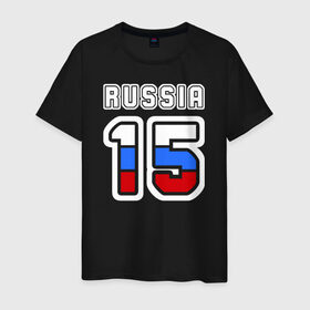 Мужская футболка хлопок с принтом Russia - 15 (Сев. Осетия) в Курске, 100% хлопок | прямой крой, круглый вырез горловины, длина до линии бедер, слегка спущенное плечо. | russia   15 | алания | республика северная осетия