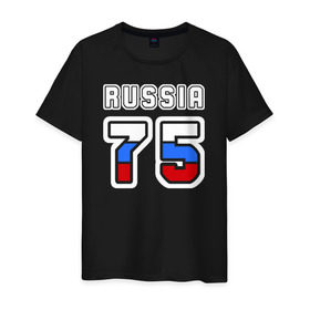 Мужская футболка хлопок с принтом Russia - 75 (Забайкал. край) в Курске, 100% хлопок | прямой крой, круглый вырез горловины, длина до линии бедер, слегка спущенное плечо. | 75 | 80 | russia | russia   75 | забайкальский край