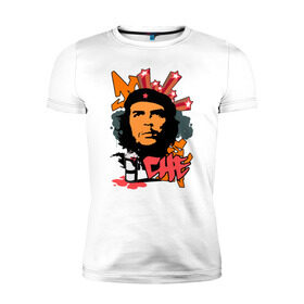 Мужская футболка премиум с принтом Эрнесто Че Гевара (граффити) в Курске, 92% хлопок, 8% лайкра | приталенный силуэт, круглый вырез ворота, длина до линии бедра, короткий рукав | Тематика изображения на принте: че гевара