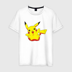 Мужская футболка хлопок с принтом Пикачу в Курске, 100% хлопок | прямой крой, круглый вырез горловины, длина до линии бедер, слегка спущенное плечо. | pikachu | pokemon | пика | покемон