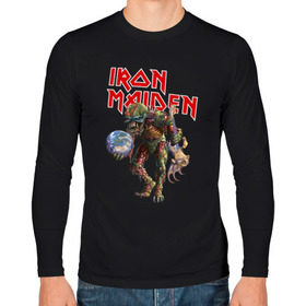 Мужской лонгслив хлопок с принтом Iron Maiden в Курске, 100% хлопок |  | iron maiden | земля | инопланетяне | музыка | олдскул | рок