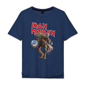Мужская футболка хлопок Oversize с принтом Iron Maiden в Курске, 100% хлопок | свободный крой, круглый ворот, “спинка” длиннее передней части | iron maiden | земля | инопланетяне | музыка | олдскул | рок