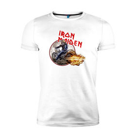 Мужская футболка премиум с принтом Iron Maiden bike в Курске, 92% хлопок, 8% лайкра | приталенный силуэт, круглый вырез ворота, длина до линии бедра, короткий рукав | скелет