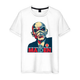 Мужская футболка хлопок с принтом Iron Maiden в Курске, 100% хлопок | прямой крой, круглый вырез горловины, длина до линии бедер, слегка спущенное плечо. | Тематика изображения на принте: зомби
